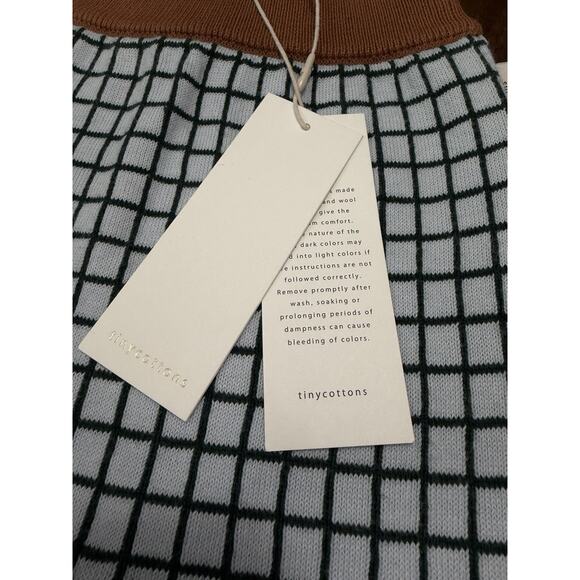 NEW TINYCOTTONS GRID BABY PANT LIGHT BLUE/DARK NAVY LEGGINSIT OVERALLS 6-12M - Picture 2 of 3